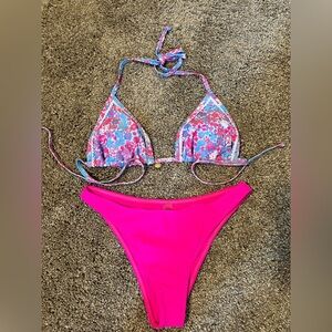 SHEIN Pink and Blue Floral Bikini